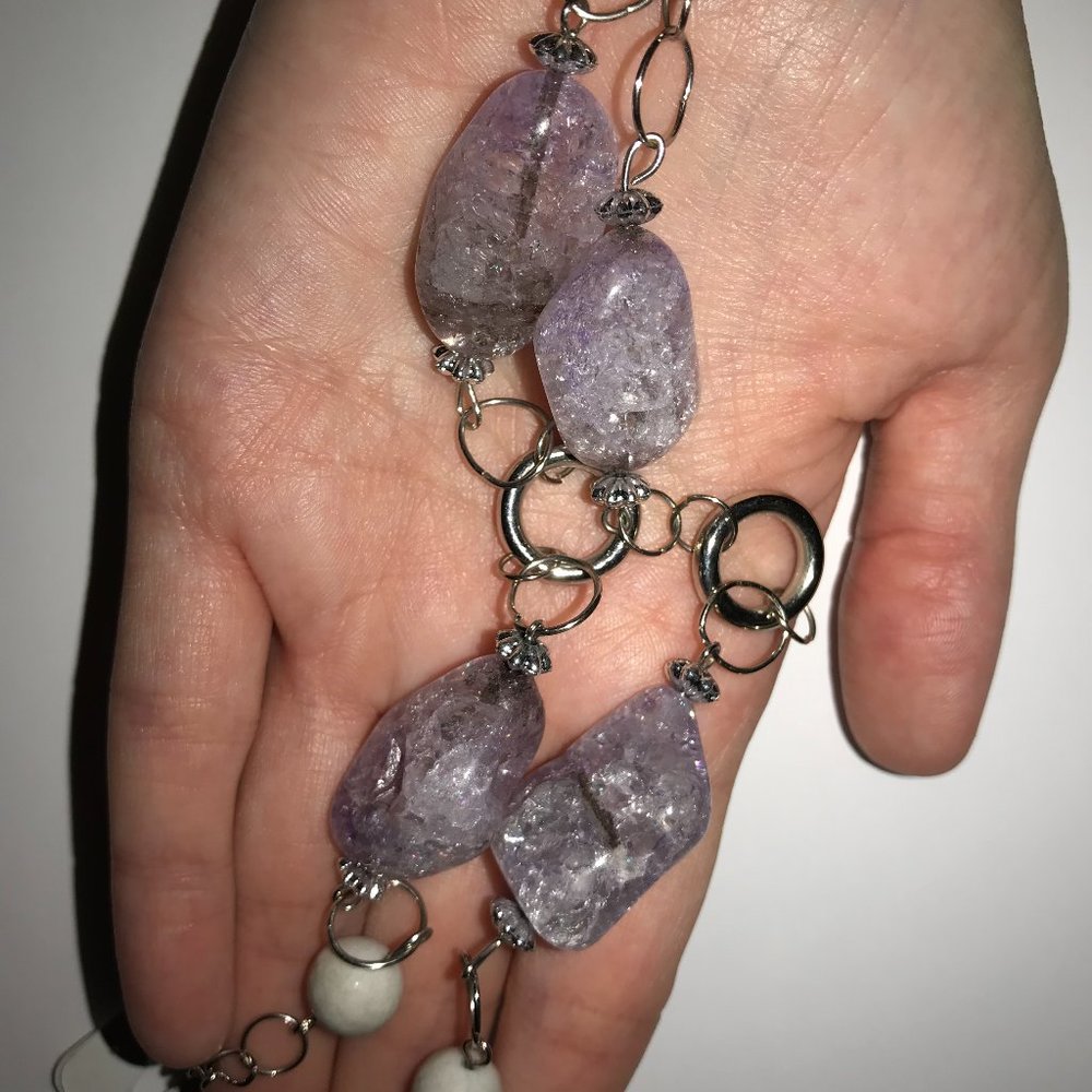 25 1/4" Quartz and Feldspar Necklace